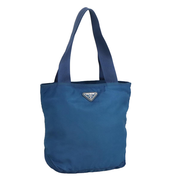 PRADA Tote Bag Nylon Blue Silver Auth 97436 - Picture 1 of 16